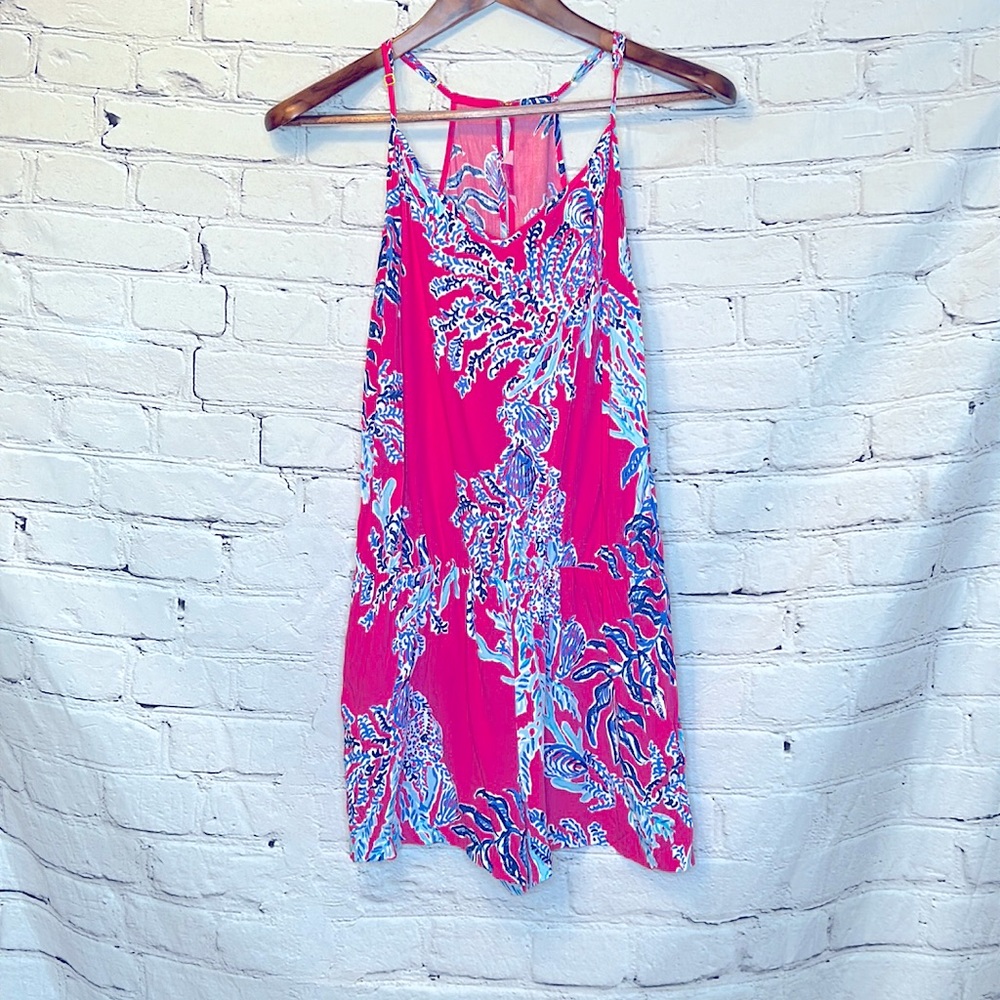 Lilly Pulitzer Pink Blue Halter-Style Romper Size Small Excellent Condition